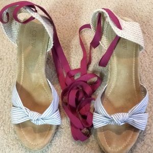 Wedge wrap around ankle shoes